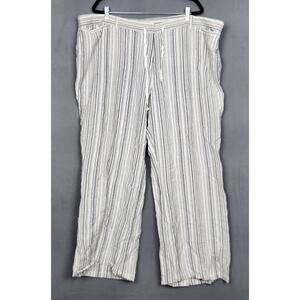 LANE BRYANT Pants Womens 26/28  Gray Striped Wide Leg Linen Measure 48X32"